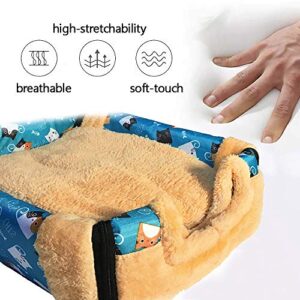 Rabbit Bed Tent Large Sleeping House Warm Fleece Hideout Foldable Cave Winter Hut for Rabbits Chinchillas Guinea Pigs Ferrets Hedgehogs Rats and Cats (Sky Blue)