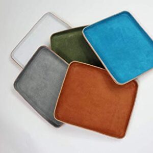 Molded Leather Valet Tray Large. Olive suede interior. Organizing accessories to store lifestyle Essentials. Home Decor