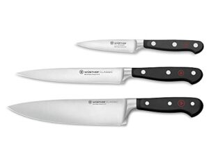 wÜsthof classic 3-piece chef's knife set, black