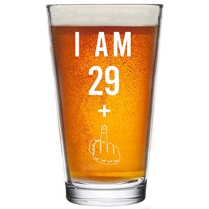 29 + one middle finger 30th birthday gifts for men women beer glass – funny 30 year old presents - 16 oz pint glasses party decorations supplies - craft beers ideas for dad mom husband wife 30 th