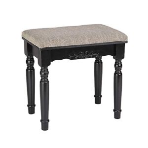 bonnlo vanity stool black dressing stool piano stool with solid wood legs,vanity bench with padded seat,17.7''l x 12.0''w x 17.3''h