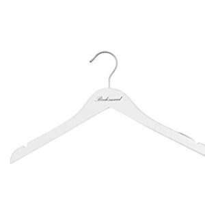 NAHANCO BRM20117 Bridal Hanger, White Wood Hanger with Black Imprint (Bridesmaid), 17” (1 Piece)