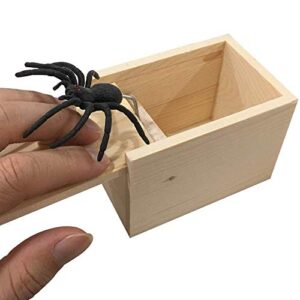 PARNIXS Rubber Spider Prank Box，Handcrafted Wooden Surprise Box Prank, Spider Money Surprise in a Box,Pranks Stuff Toys for Adults and Kids [Upgraded Version]