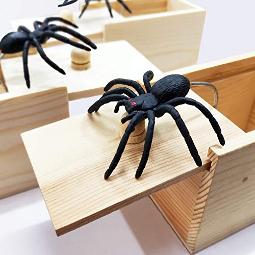 PARNIXS Rubber Spider Prank Box，Handcrafted Wooden Surprise Box Prank, Spider Money Surprise in a Box,Pranks Stuff Toys for Adults and Kids [Upgraded Version]