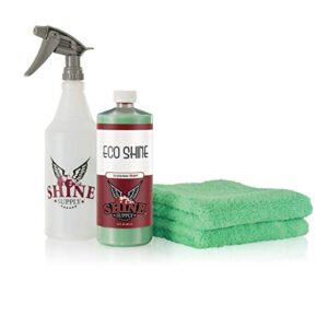 eco shine waterless wash concentrate kit (dilute to make 4 gallons worth of waterless vehicle wash!) - spray wash for detailing/maintenance: cars, boats, motorcycles, rvs, utvs - just spray and wipe!