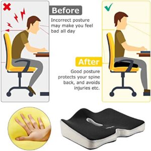 Carttiya Seat Cushion, Office Chair Cushions for Long Sitting, Non-Slip Extra Dense Wide Large Memory Foam Chair Pad for Tailbone, Coccyx, Sciatica, Back Pain Relief, Car & Chair Thick Pad for Hip