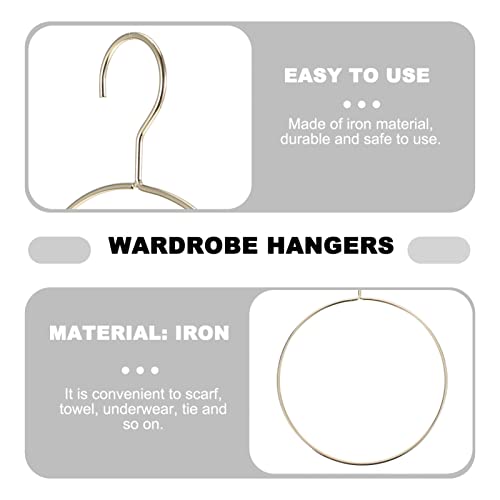 TOPBATHY 5pcs Round Clothes Hangers Metal Scarf Rack Closet Organization Storage Holder (Golden)