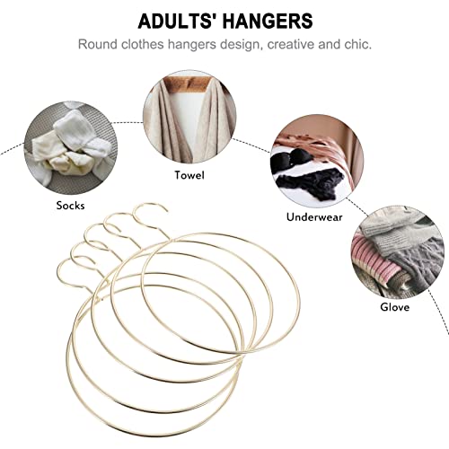 TOPBATHY 5pcs Round Clothes Hangers Metal Scarf Rack Closet Organization Storage Holder (Golden)