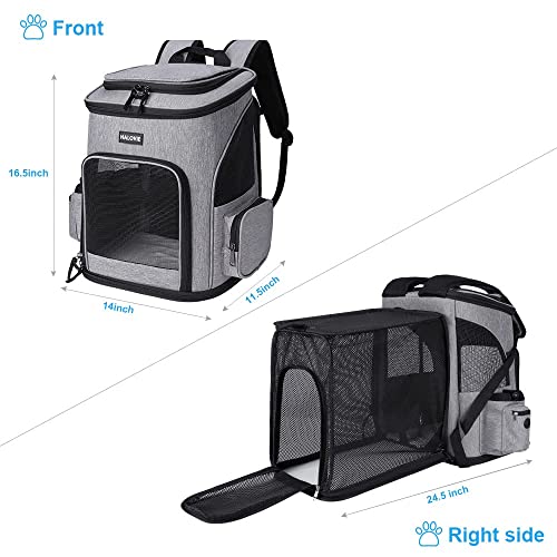 HALOVIE Pet Carrier Backpack Expandable for Cats Dogs Under 18 LB, Breathable Mesh Cat Backpack Carrier Bag, Foldable Dog Backpack Carrier for Small Dogs Rabbits Puppies