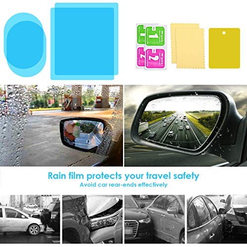 Yinuoday 4pcs Car Rearview Mirror Film Rearview Mirror Adhesive Anti- Fog Anti- Glare Anti- Scratch Rainproof Mirror Film