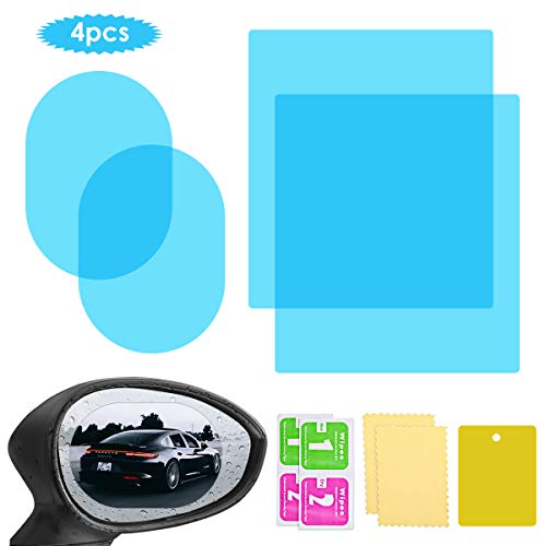 Yinuoday 4pcs Car Rearview Mirror Film Rearview Mirror Adhesive Anti- Fog Anti- Glare Anti- Scratch Rainproof Mirror Film