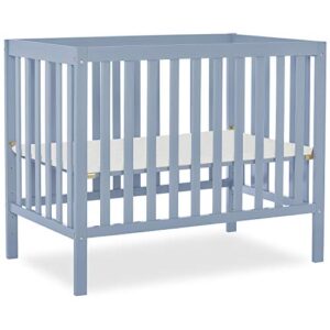 dream on me, edgewood 4-in-1 convertible mini crib, dusty blue