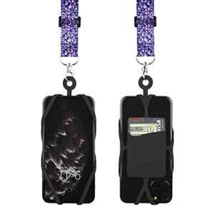 gear beast cell phone lanyard - universal mobile phone lanyard with case holder,card pocket,soft neck strap,and adjustable clip - compatible with iphone,galaxy & most smartphones - cherry blossom