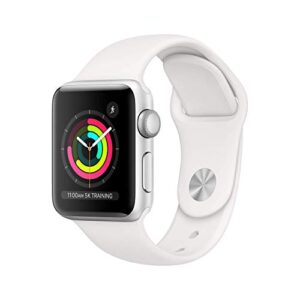 apple watch series 3 (gps, 38mm) - silver aluminum case with white sport band - (renewed)