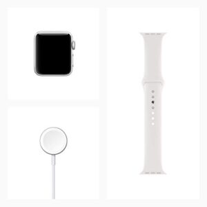 Apple Watch Series 3 (GPS, 38MM) - Silver Aluminum Case with White Sport Band - (Renewed)