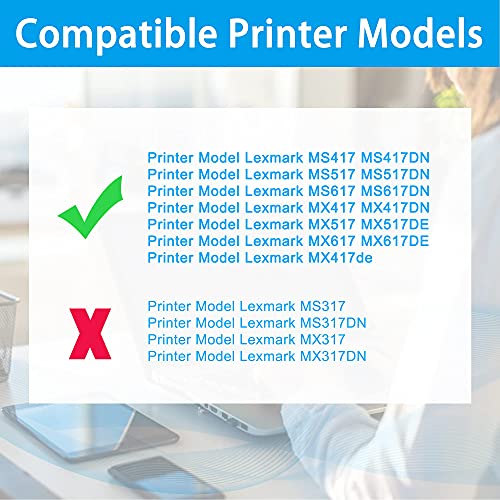 LCL Remanufactured Toner Cartridge Replacement for Lexmark 51B1H00 51B0HA0 8500Pages MS417 MS417DN MS517 MS517DN MS617 MS617DN MX417 MX417DN MX517 MX517DE MX617 MX617DE MX417de (2-Pack Black)