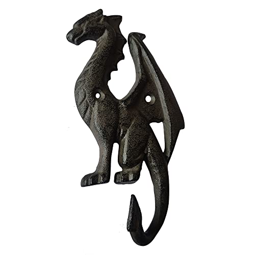 PlayDo Dragon Vintage Cast Iron Hooks Hangers for Wall Hanging Key Coats Towel (Dragon-2)