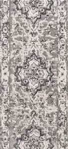 JONATHAN Y BMF110A-28 Denia Ornate Geometric Medallion Indoor Area-Rug Bohemian Floral Easy-Cleaning High Traffic Bedroom Kitchen Living Room Non Shedding, 2 X 8, Dark Gray