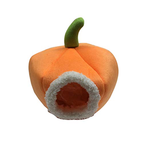 POPETPOP Guinea Pig Bed Pumpkin - Rat Hamster Bedding Winter Warm Fleece Small Pet Squirrel Hedgehog Sack Chinchilla Hut Nest Hamster Cage Accessories