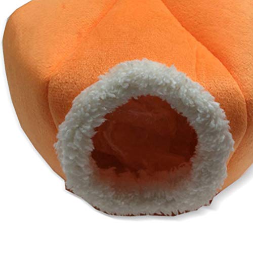 POPETPOP Guinea Pig Bed Pumpkin - Rat Hamster Bedding Winter Warm Fleece Small Pet Squirrel Hedgehog Sack Chinchilla Hut Nest Hamster Cage Accessories