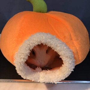 POPETPOP Guinea Pig Bed Pumpkin - Rat Hamster Bedding Winter Warm Fleece Small Pet Squirrel Hedgehog Sack Chinchilla Hut Nest Hamster Cage Accessories