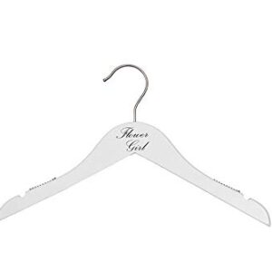 NAHANCO FG20114 Bridal Hanger, White Wood Hanger with Black Imprint (Flower Girl), 14” (1 Piece)