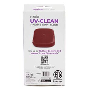 Homedics UV Clean Phone Sanitizer, UV Light Sanitizer, Fast Germ Sanitizer for Cell Phone, Makeup Tools, Credit Cards, Keys, Glasses, Kills 99.9% of Bacteria & Viruses, Red