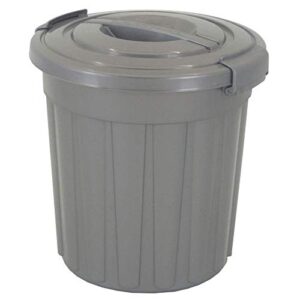 maxi garbage can with lid - silver, 24 l