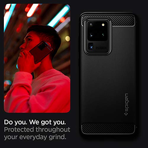 Spigen Rugged Armor Designed for Samsung Galaxy S20 Ultra Case/Galaxy S20 Ultra 5G Case (2020) - Matte Black