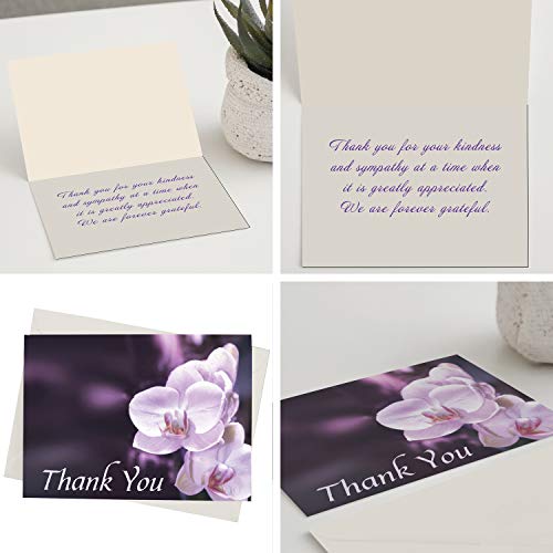 Floral Funeral Sympathy Bereavement Thank You Cards With Envelopes - Message Inside (25, Variety)