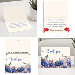 Floral Funeral Sympathy Bereavement Thank You Cards With Envelopes - Message Inside (25, Variety)