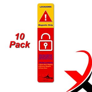 10 Pack Lockdown Magnetic Strips for School lockdowns or Office Emergency Full Size Easy and Quick Way to Lock Door in an Event of a Lockdown or an Emergency.