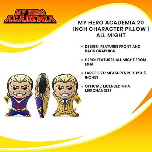 Official My Hero Academia Character Pillow - 20-Inch All Might Doll Body Replica - Gift for Friends, Family, and Fans - Bed, Couch, Room Decoration - Soft Throw Cushion - Licensed Merchandise