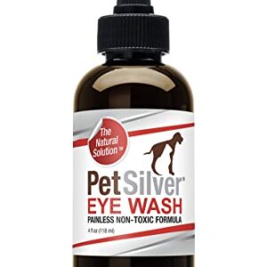 PetSilver Eye Wash Drops for Dogs and Cats with Chelated Silver, Made in USA, Natural Eye Solution, Relief for Inflammation & Eye Irritation, Easy to Apply, 4 fl oz