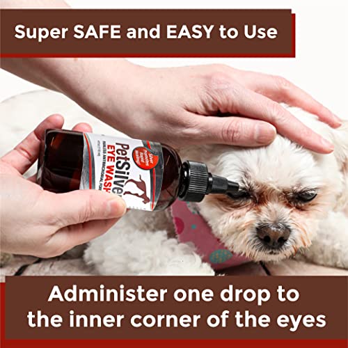 PetSilver Eye Wash Drops for Dogs and Cats with Chelated Silver, Made in USA, Natural Eye Solution, Relief for Inflammation & Eye Irritation, Easy to Apply, 4 fl oz