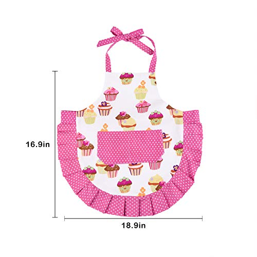 Cupcake Kids Apron, Pink Baking Bib Apron for 2-6 Years Child, Adjustable Kitchen Apron for Little Girls, Cooking, Daughters, Gardening, Toddler Gift