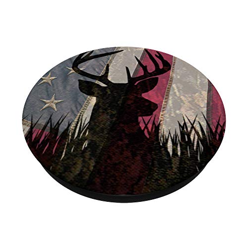 Deer hunting American flag background design PopSockets Grip and Stand for Phones and Tablets