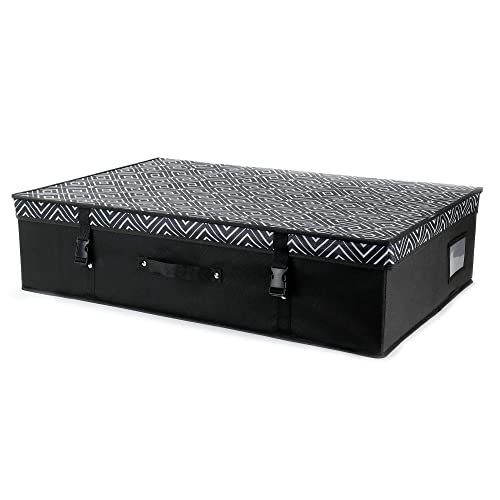 HANGERWORLD - Large Black & White Diamond Pattern Bridal Dress Storage Box with Lid