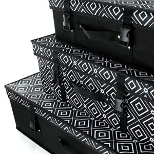 HANGERWORLD - Large Black & White Diamond Pattern Bridal Dress Storage Box with Lid