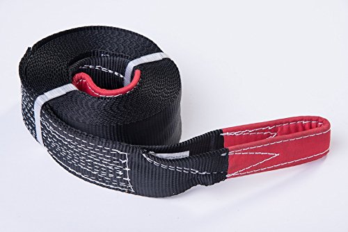 HiGear 3" X 30' Tow Strap 6.5 Ton 3 Inch X 30 Ft. Polyester Rope with 2 Loops 14,000lb Towing Recovery by Alfa Wheels (Black, 3in 30ft 3x30)