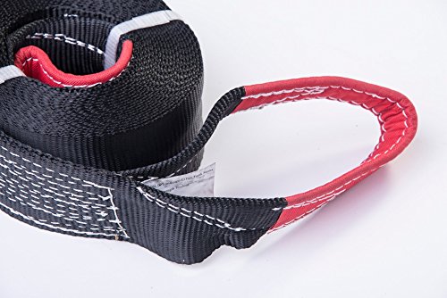 HiGear 3" X 30' Tow Strap 6.5 Ton 3 Inch X 30 Ft. Polyester Rope with 2 Loops 14,000lb Towing Recovery by Alfa Wheels (Black, 3in 30ft 3x30)