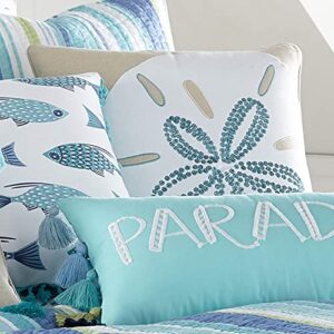 Levtex Home - Laida Beach - Decorative Pillow (18X18in.) - Sand Dollar Seashell - Seafoam Green, White and Natural