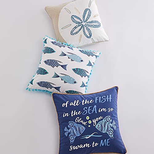 Levtex Home - Laida Beach - Decorative Pillow (18X18in.) - Sand Dollar Seashell - Seafoam Green, White and Natural