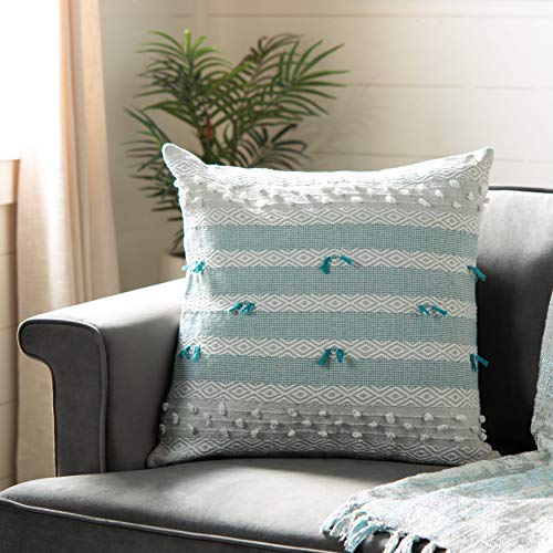 Safavieh Billi 20-inch Beige and Teal Decorative Throw Pillow