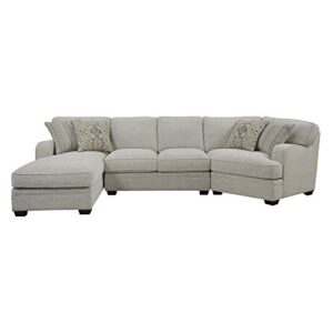 Wallace & Bay Becker Sectional with Pillows, Track Arms and Block Feet, Milk Toast