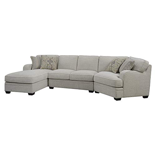 Wallace & Bay Becker Sectional with Pillows, Track Arms and Block Feet, Milk Toast