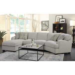 Wallace & Bay Becker Sectional with Pillows, Track Arms and Block Feet, Milk Toast