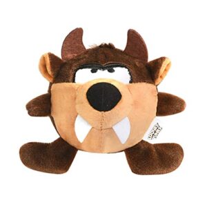looney tunes for pets brown tasmanian devil taz ball body plush dog toy for all dogs | squeak toy for dogs | cartoon character soft plush stuffed dog toy