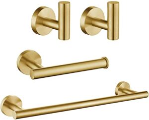 ushower brushed gold bathroom hardware set, includes 16-inch hand towel bar, durable sus304 stainless steel, 4-piece