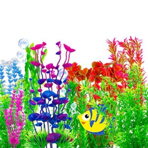 cousduobe 30 pack artificial aquarium plants, full set of fish tank decorations, various sizes, perfect match ( 5.2 "-15.7" ) (30 pack)